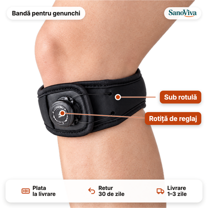 Infografic: Bandă pentru genunchi – ce face, plata la livrare, retur 30 de zile