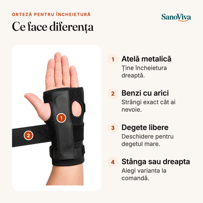 Orteză pentru încheietură – ce face diferența: Atelă metalică, Benzi cu arici, Degete libere, Stânga sau dreapta